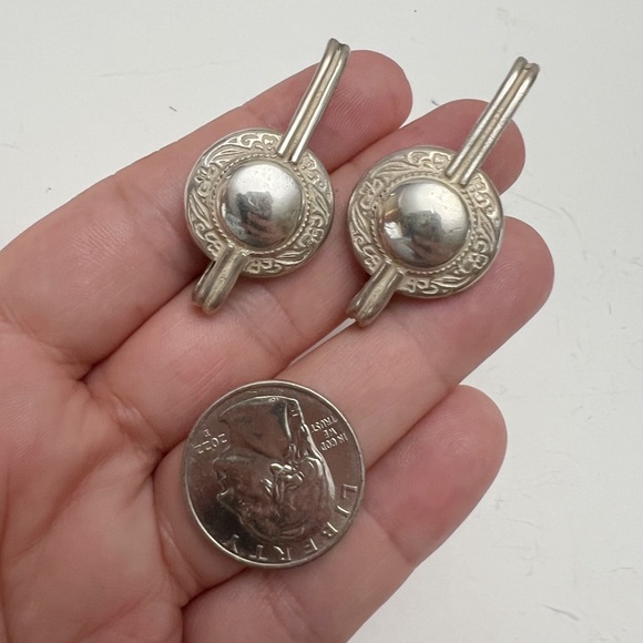 Sterling Silver 925 Celtic Design Button Round Drop Earrings - Picture 2 of 7